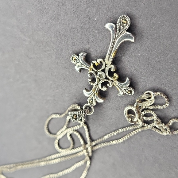 Sterling Silver Cross Pendant Necklace - Picture 3 of 4